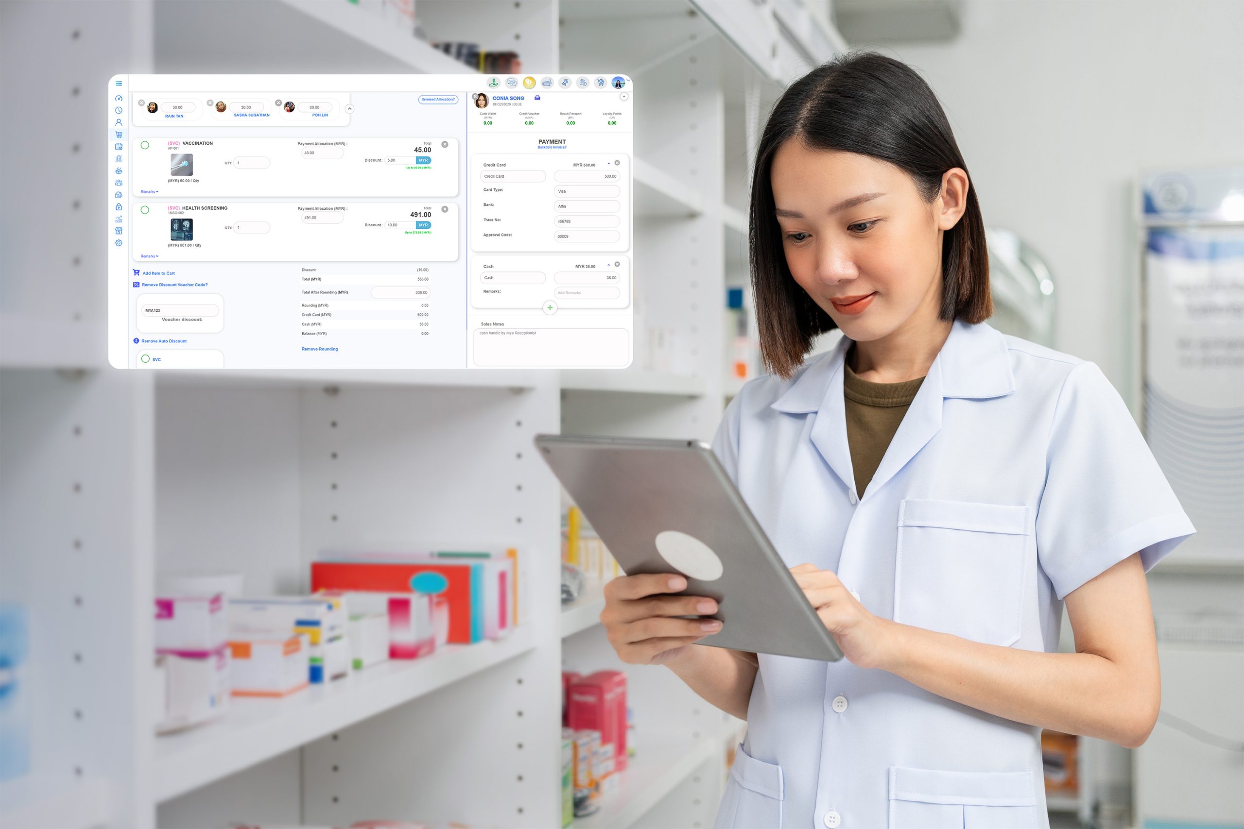 Sistem informasi manajemen klinik kumoDoc™ menghubungkan obat-obatan dan consumables dengan tindakan perawatan untuk memudahkan pengelolaan inventaris dan penagihan.