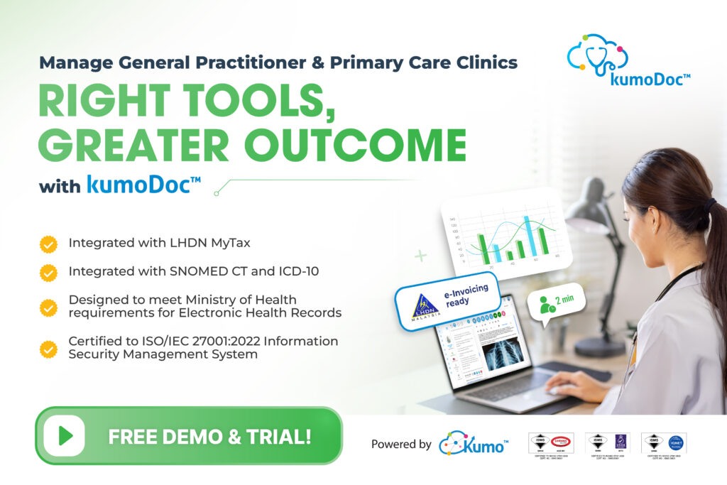 kumoDoc™ is the ideal clinic management system for general practitioner and primary care clinics in Malaysia.
