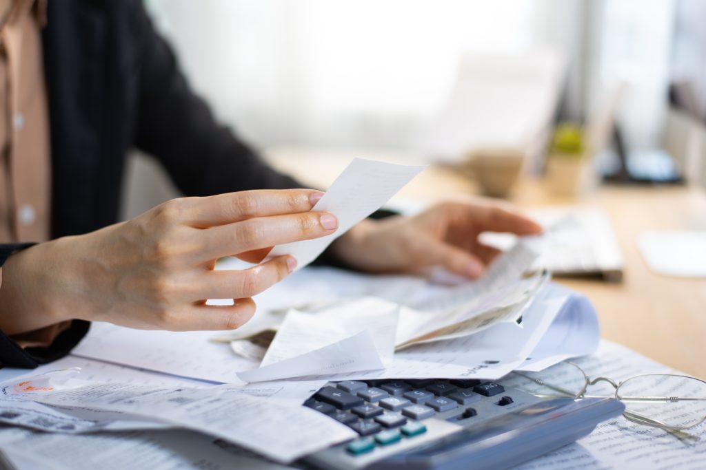 Reviewing receipts for medical invoice